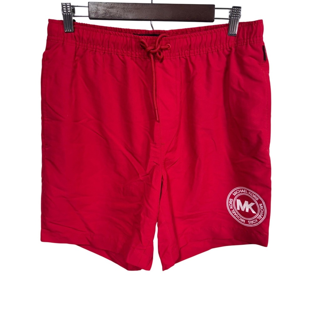 Michael Kors M Red Swim Shorts‎ Men's Logo Drawstring Trunks New